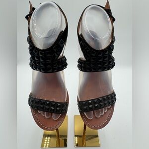 Vintage 7 For All Mankind Black Studded Leather Block Heel Sandals – Size 6M